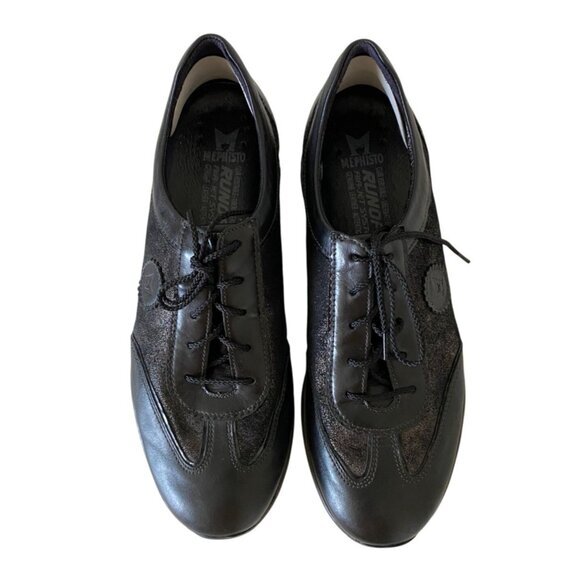 Mephisto Yael Black Leather Suede Trainers Comfort Shoes Women's EU 8 1/2  US 11 - Picture 1 of 9